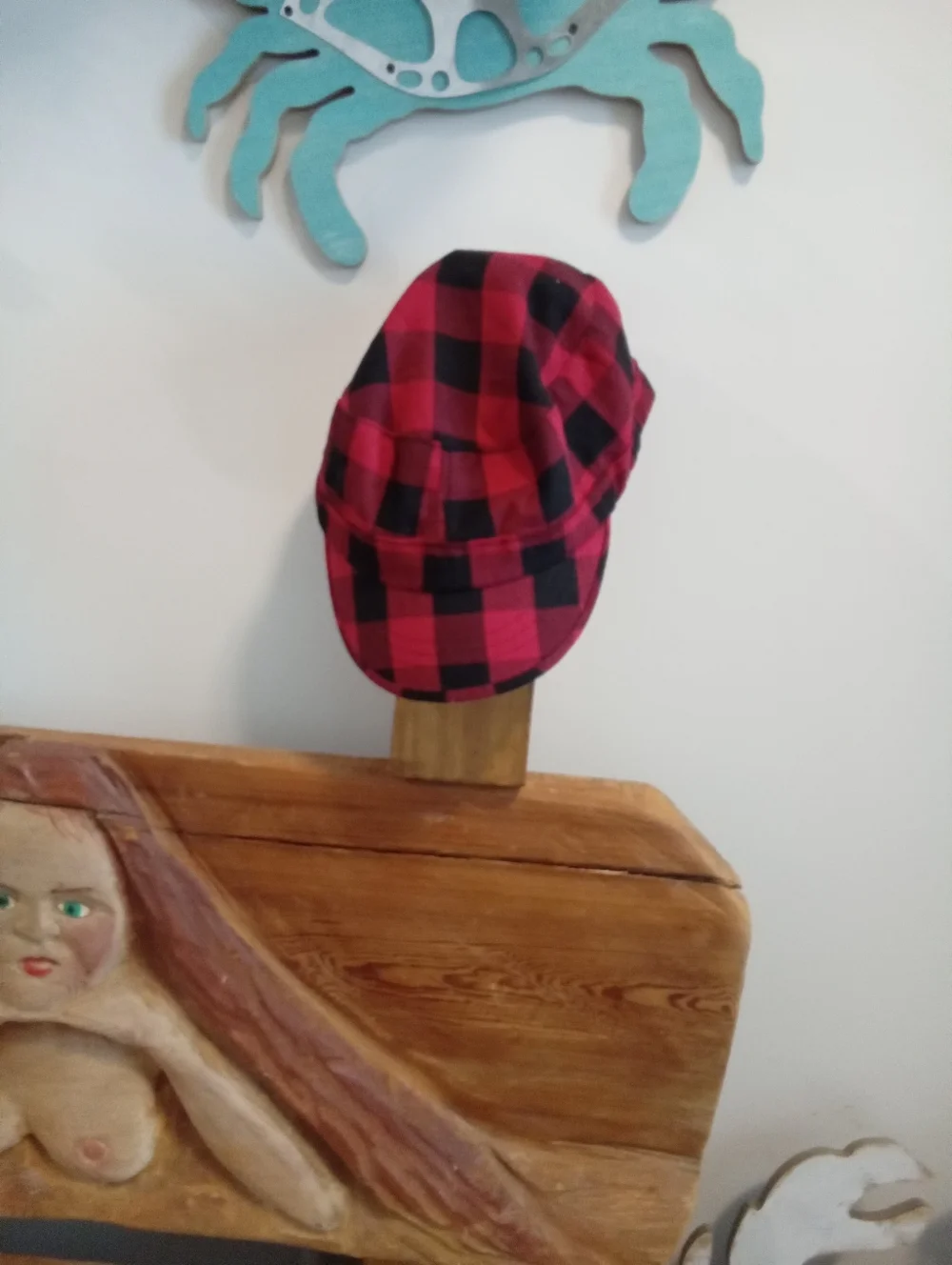 Red and Black Buffalo Plaid Cadet Cap